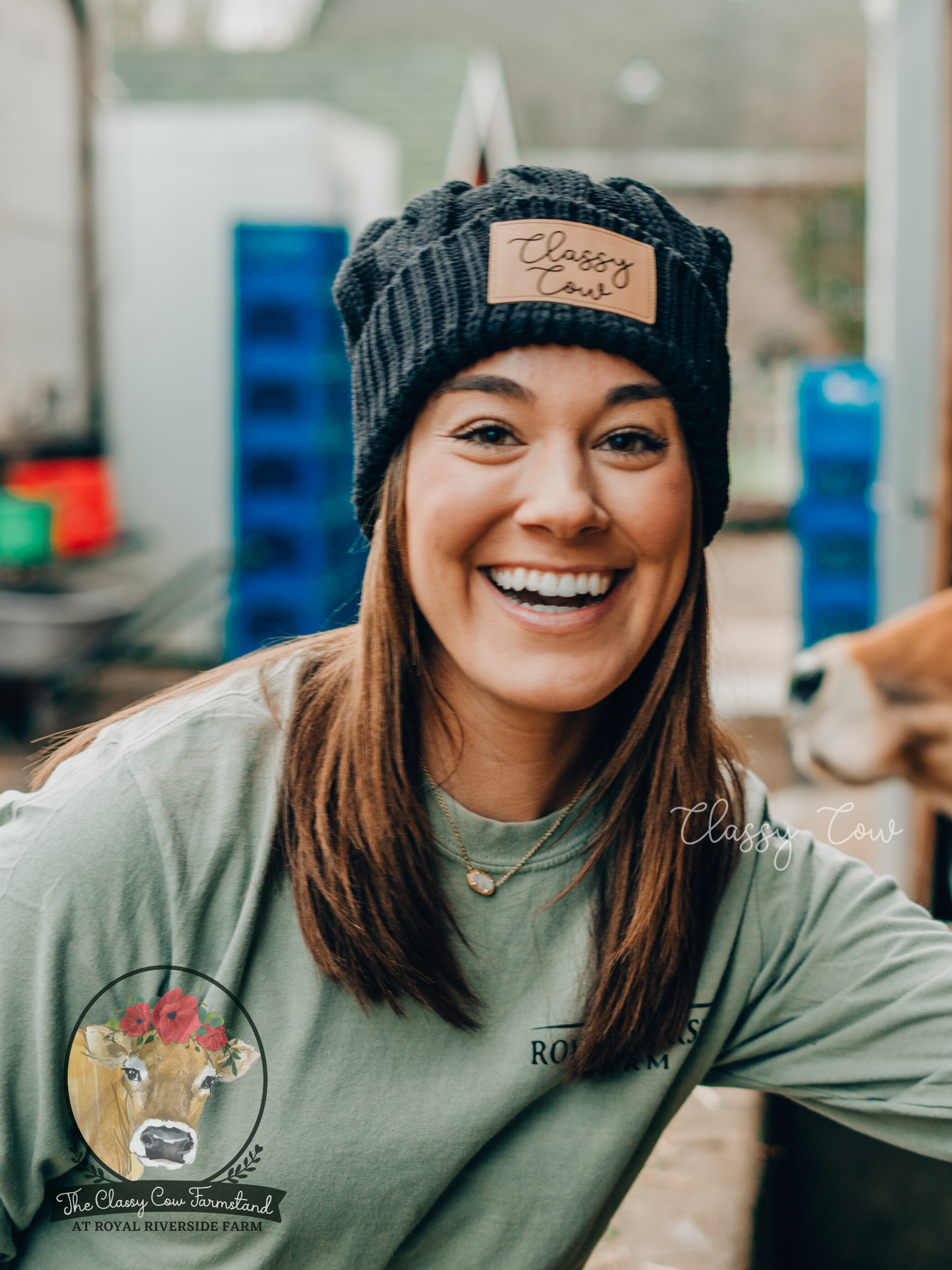 Classy Cow Pom Pom Beanie